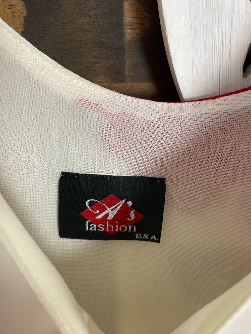 A's Fashion | Vintage Ivory Floral Tie-Shoulder Layered Slip Dress Red Roses - Picture 5 of 5